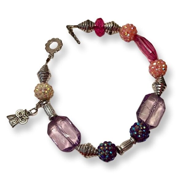 🤯5/$20🤯 Vintage Owl Colorful Glass Bead Anklet - Picture 1 of 5